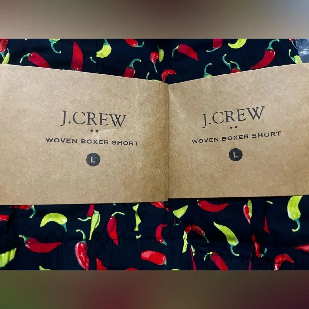 J Crew Men's Boxers Shorts‎ Hot Chili Allover Print 100% Cotton Size XL